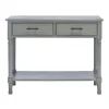 Entryway Furniture-Kirkland's Home Distressed Ronan 2-Drawer Console Table Gray
