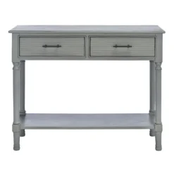 Entryway Furniture-Kirkland's Home Distressed Ronan 2-Drawer Console Table Gray