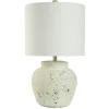 Table Lamps-Kirkland's Home Distressed Round Table Lamp White