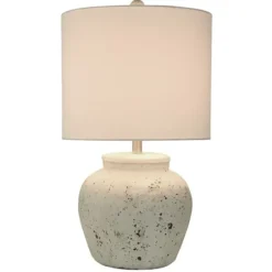 Table Lamps-Kirkland's Home Distressed Round Table Lamp White