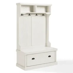 Entryway Furniture-Kirkland's Home Distressed Seanan Storage Hall Tree White