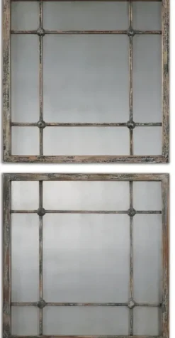 Decorative Mirrors-Kirkland's Home Distressed Slate Blue Wood Wall Mirrors, Set Of 2