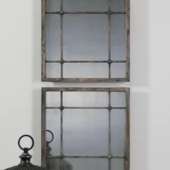 Decorative Mirrors-Kirkland's Home Distressed Slate Blue Wood Wall Mirrors, Set Of 2