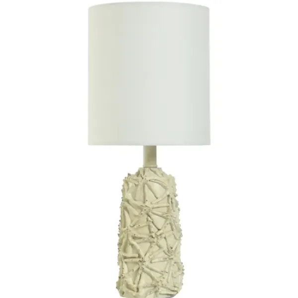 Table Lamps-Kirkland's Home Distressed Starfish Pattern Table Lamp White