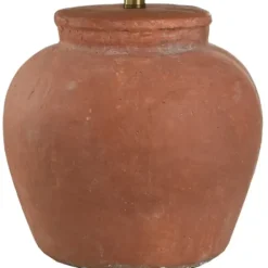 Table Lamps-Kirkland's Home Distressed Terracotta Round Table Lamp Orange