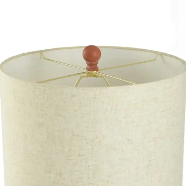 Table Lamps-Kirkland's Home Distressed Terracotta Round Table Lamp Orange