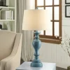 Table Lamps-Kirkland's Home Distressed Turquoise Antique Table Lamp Ivory