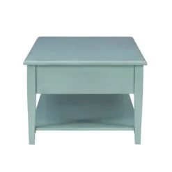 Coffee Tables-Kirkland's Home Distressed Turquoise Wood 3-Drawer Coffee Table Blue