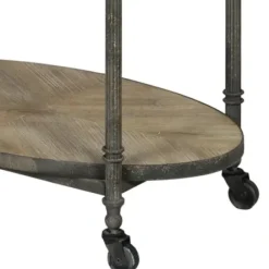 Accent & End Tables-Kirkland's Home Distressed Vintage Rolling Cart Accent Table Tan