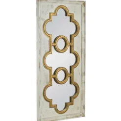 Decorative Mirrors-Kirkland's Home Distressed White And Gold Moroccan Mirror