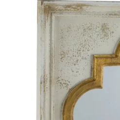 Decorative Mirrors-Kirkland's Home Distressed White And Gold Moroccan Mirror
