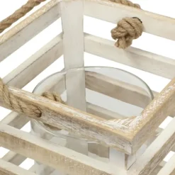 Lanterns-Kirkland's Home Distressed White Beach House Lantern White/Tan