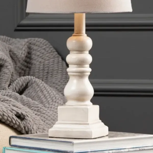 Table Lamps-Kirkland's Home Distressed White Candlestick Table Lamp Ivory