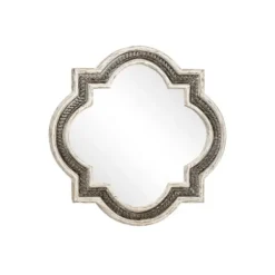 Decorative Mirrors-Kirkland's Home Distressed White Iron Quatrefoil Mirror, 29X29 In.