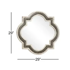 Decorative Mirrors-Kirkland's Home Distressed White Iron Quatrefoil Mirror, 29X29 In.