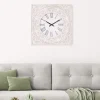 Clocks-Kirkland's Home Distressed White Ornate Wood Carved Wall Clock