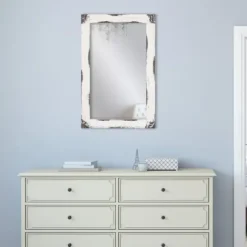 Decorative Mirrors-Kirkland's Home Distressed White Reclaimed Wood Wall Mirror