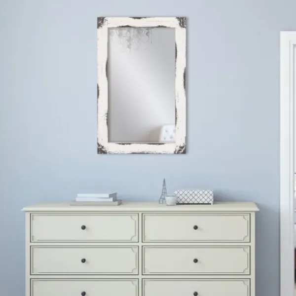 Decorative Mirrors-Kirkland's Home Distressed White Reclaimed Wood Wall Mirror