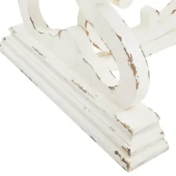 Coffee Tables-Kirkland's Home Distressed White Scrollwork Base Coffee Table White/Tan
