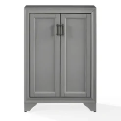 Bathroom Furniture-Kirkland's Home Distressed Wood Accent Cabinet Gray