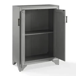 Bathroom Furniture-Kirkland's Home Distressed Wood Accent Cabinet Gray