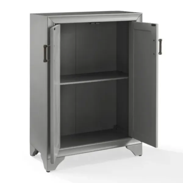 Bathroom Furniture-Kirkland's Home Distressed Wood Accent Cabinet Gray