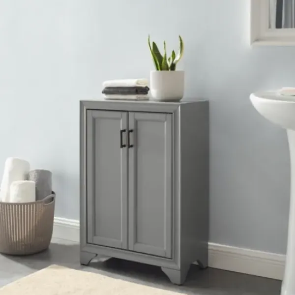 Bathroom Furniture-Kirkland's Home Distressed Wood Accent Cabinet Gray