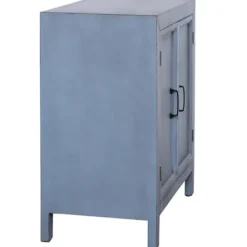 Cabinets & Sideboards-Kirkland's Home Distressed Wood 2-Door Cabinet Blue