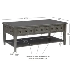 Coffee Tables-Kirkland's Home Distressed Wood 3-Drawer Coffee Table Gray