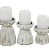 Candle Holders-Kirkland's Home Distressed Wood Pillar Candle Holders, Set Of 3 White