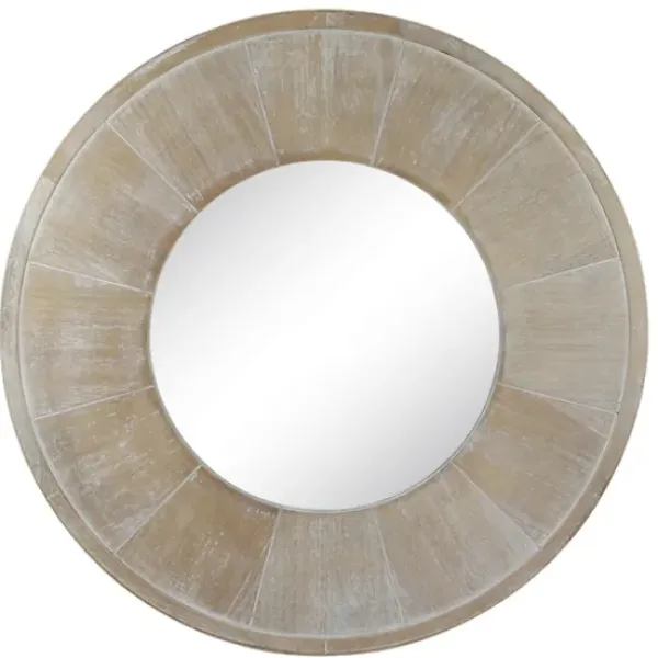 Decorative Mirrors-Kirkland's Home Distressed Wood Planked Frame Wall Mirror Brown