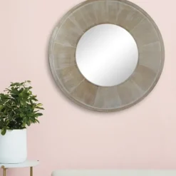 Decorative Mirrors-Kirkland's Home Distressed Wood Planked Frame Wall Mirror Brown