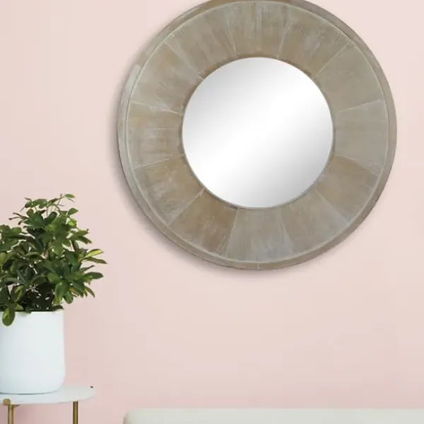 Decorative Mirrors-Kirkland's Home Distressed Wood Planked Frame Wall Mirror Brown