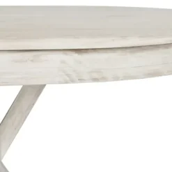 Dining Tables-Kirkland's Home Distressed Wood X Base Oval Dining Table White