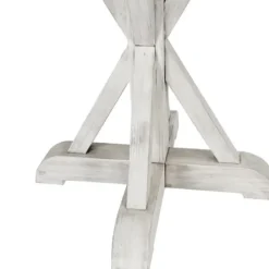 Dining Tables-Kirkland's Home Distressed Wood X Base Oval Dining Table White