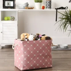 Baskets & Boxes-Kirkland's Home Dog Show Round Storage Bin, 15 In. Gray