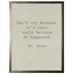 Wall Quotes & Signs-Kirkland's Home Don'T Cry Dr. Seuss Quote Framed Art Print Tan