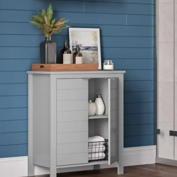 Bathroom Furniture-Kirkland's Home 2-Door Floor Cabinet Gray