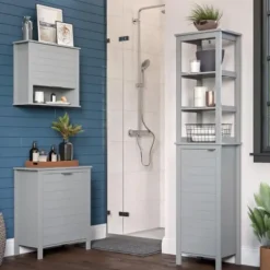 Bathroom Furniture-Kirkland's Home 2-Door Floor Cabinet Gray