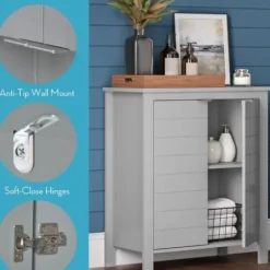 Bathroom Furniture-Kirkland's Home 2-Door Floor Cabinet Gray