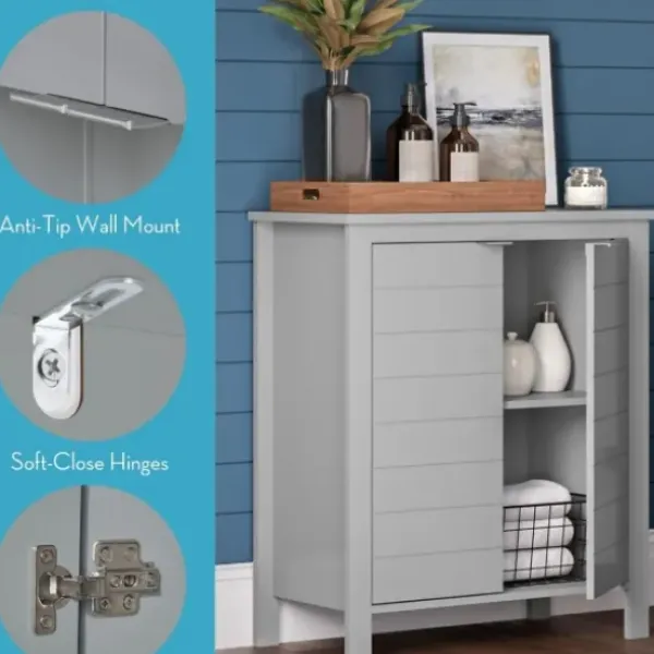 Bathroom Furniture-Kirkland's Home 2-Door Floor Cabinet Gray