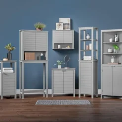 Bathroom Furniture-Kirkland's Home 2-Door Floor Cabinet Gray