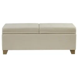 Benches & Ottomans-Kirkland's Home Double Opening Storage Bench Ivory