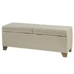Benches & Ottomans-Kirkland's Home Double Opening Storage Bench Ivory