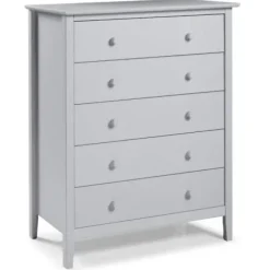 Cabinets & Sideboards-Kirkland's Home Dove Brazilian Pine Wood Five Drawer Chest Gray