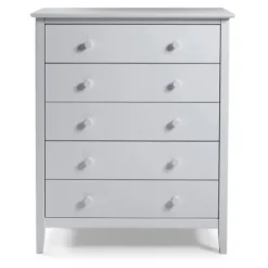 Cabinets & Sideboards-Kirkland's Home Dove Brazilian Pine Wood Five Drawer Chest Gray