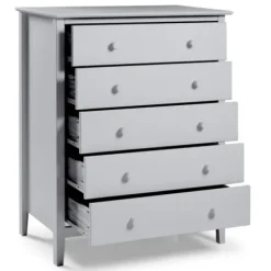 Cabinets & Sideboards-Kirkland's Home Dove Brazilian Pine Wood Five Drawer Chest Gray