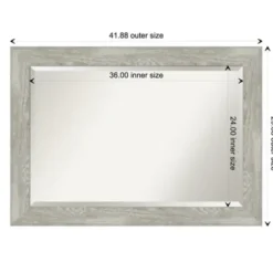 Decorative Mirrors-Kirkland's Home Dove Gray Scoop Frame Beveled Mirror, 42X30 In.