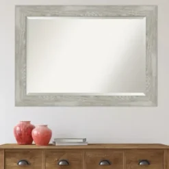Decorative Mirrors-Kirkland's Home Dove Gray Scoop Frame Beveled Mirror, 42X30 In.