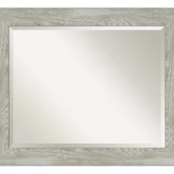 Decorative Mirrors-Kirkland's Home Dove Gray Scoop Frame Beveled Mirror, 34X28 In.